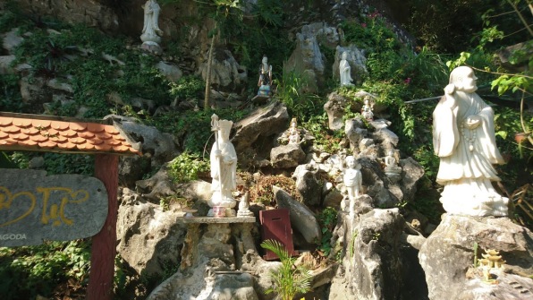 A marble statue garden - statues are placed on the mountain's slope